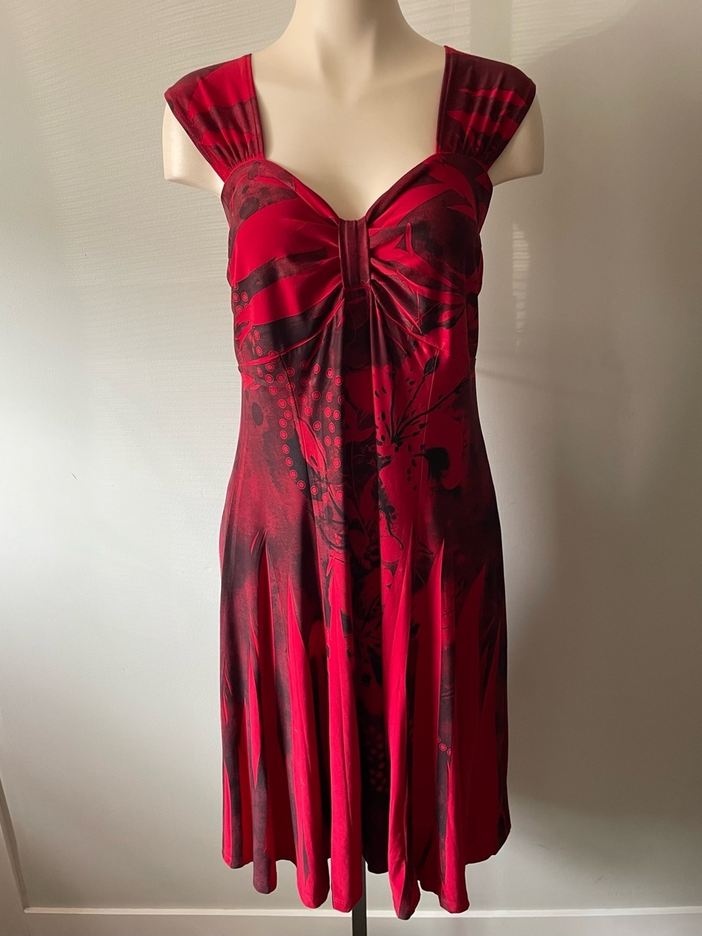 90s Y2K Vintage Grunge Romantic Goth Whimsigoth Midi Dress Red Large